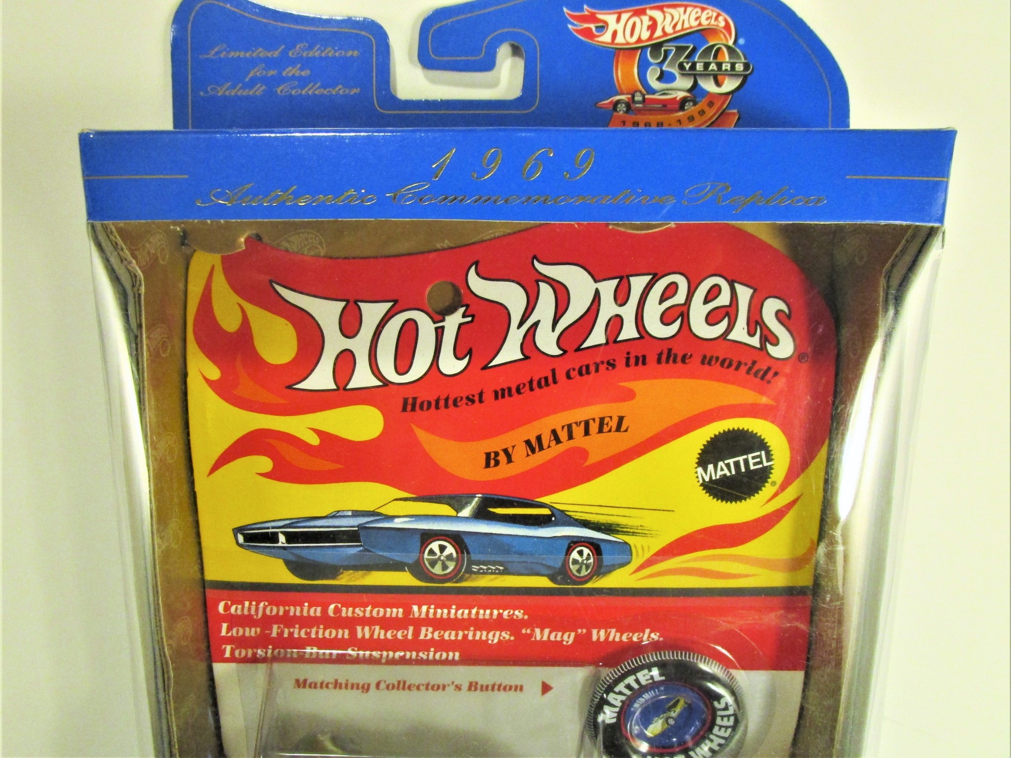 HOT WHEELS 1969 COMMEMORATIVE REPLICA TWIN MILL W/ BADGE & 30TH