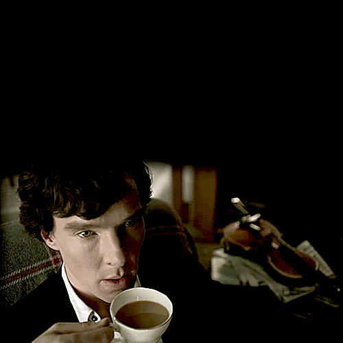 Sherlock Drinking Tea Gif
