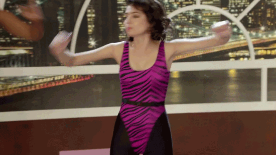 GIF aerobics kate micucci television - animated GIF on GIFER