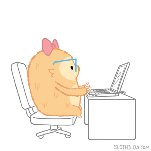Typing slothilda animation GIF on GIFER by Zulugul