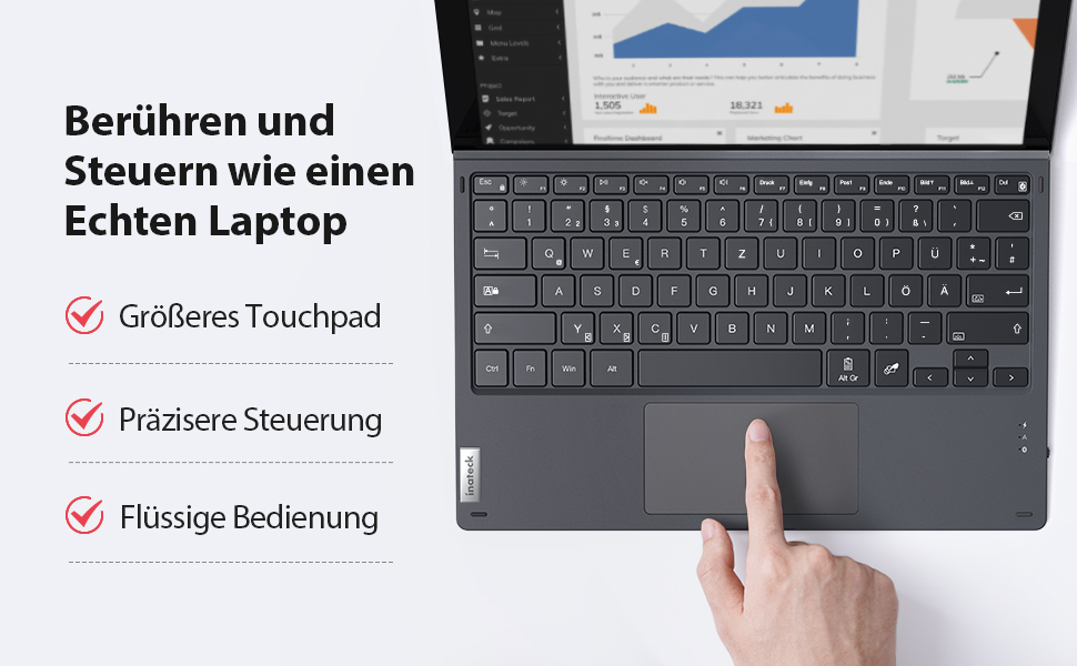 Inateck Beleuchtete Surface Pro 7+/7/6/5/4/3 Tastatur, Bluetooth 5.1