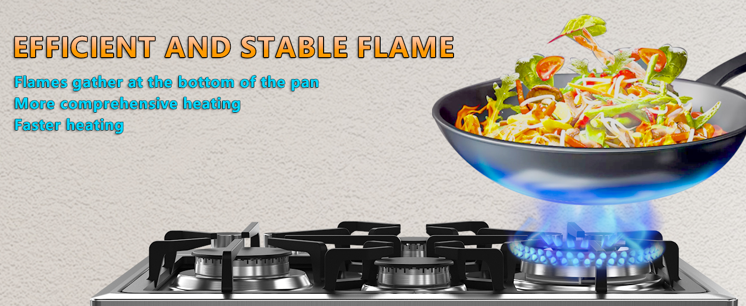 24 Inch 4 Burner Stainless Steel Gas Cooktop with Dual Size Power – KOXKING