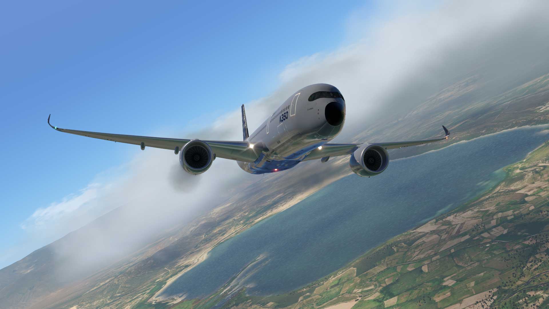 Airbus A350 MRTT above Lago Enriquillo XPlane 11 Screenshots X