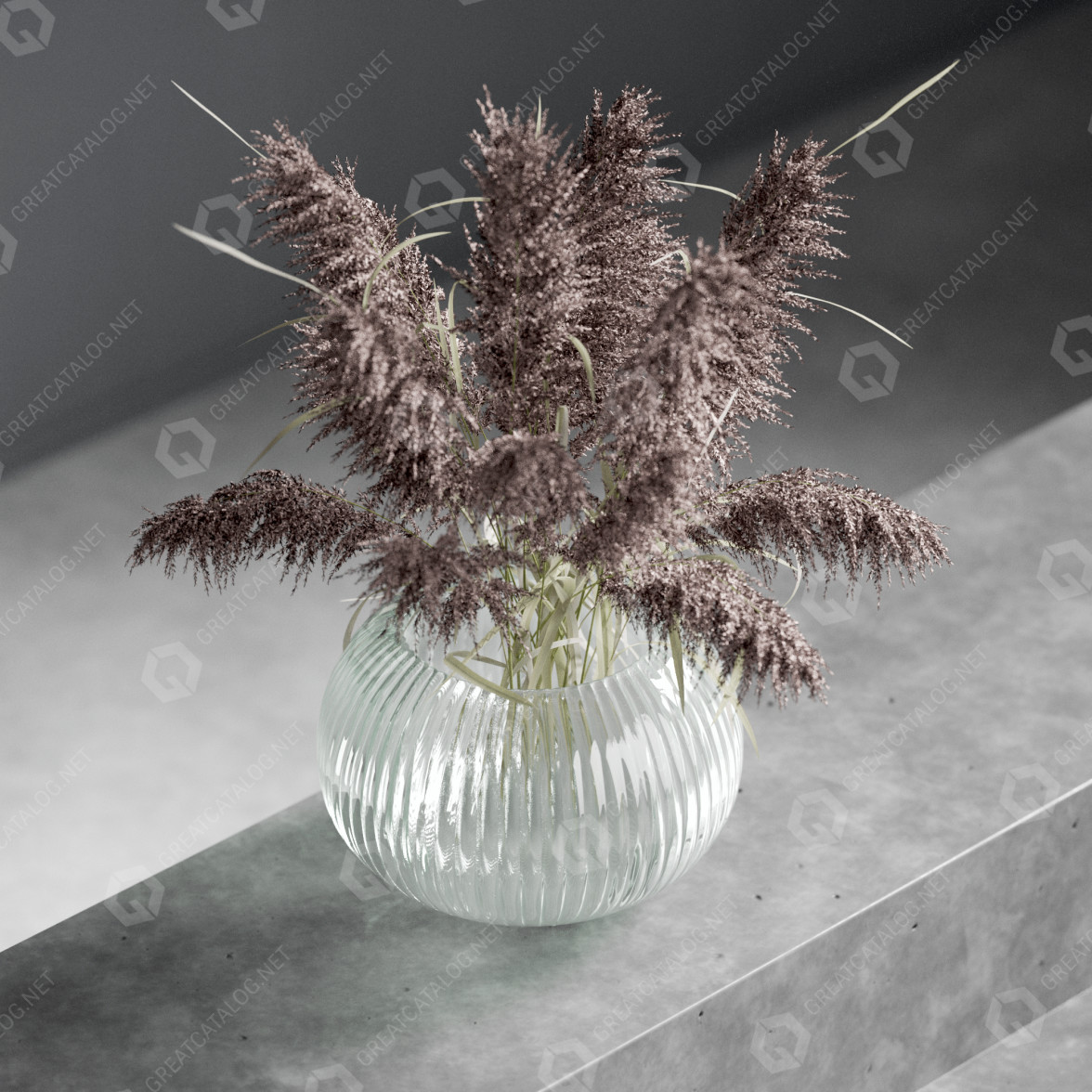 Dried Flowers in Vase 3D model GreatCatalog 3061