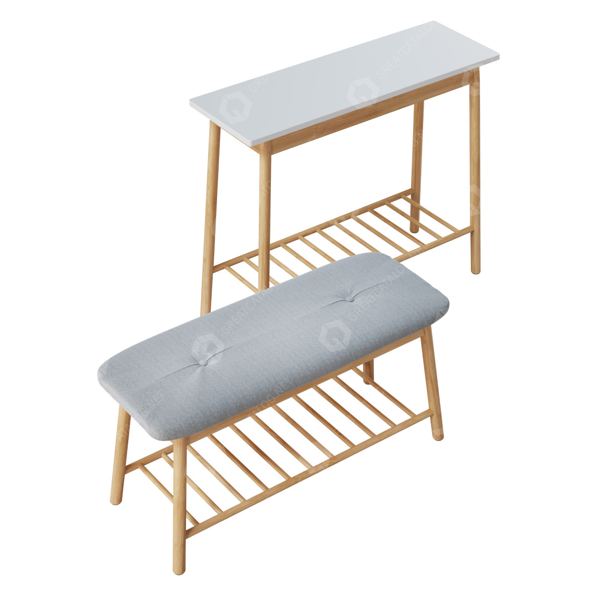 Console Table, Bench and Hanger Jysk Lobby Furniture Set 3D model