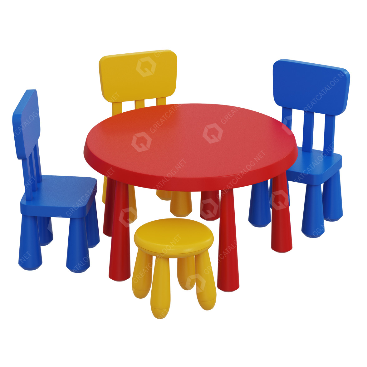 Table and Chairs IKEA Mammut 3D model GreatCatalog 4738