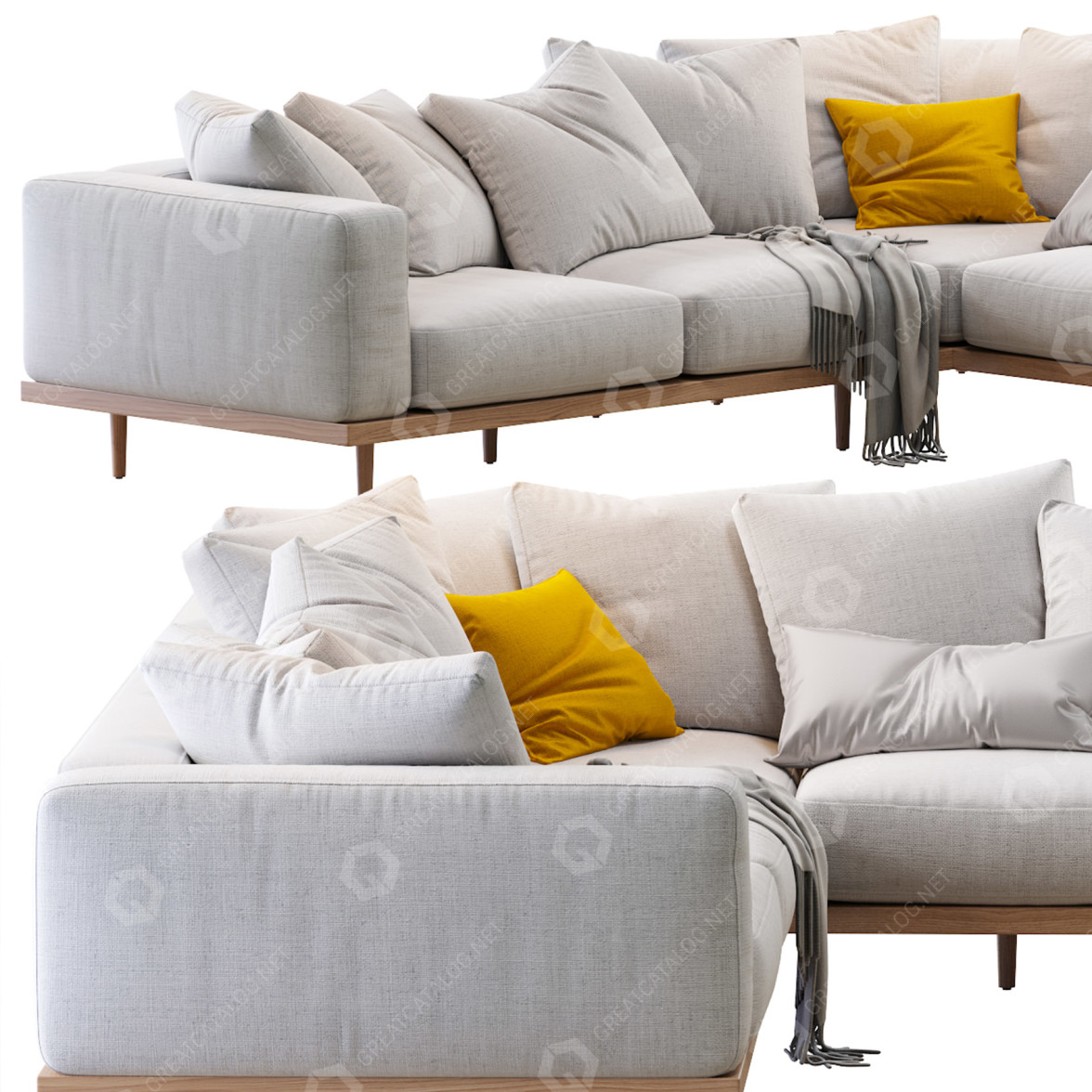 Sofa West Elm Newport 3piece Lshaped Sectional 3d model for download