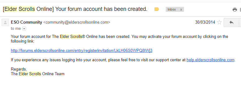 How did you sign up for forums. — Elder Scrolls Online