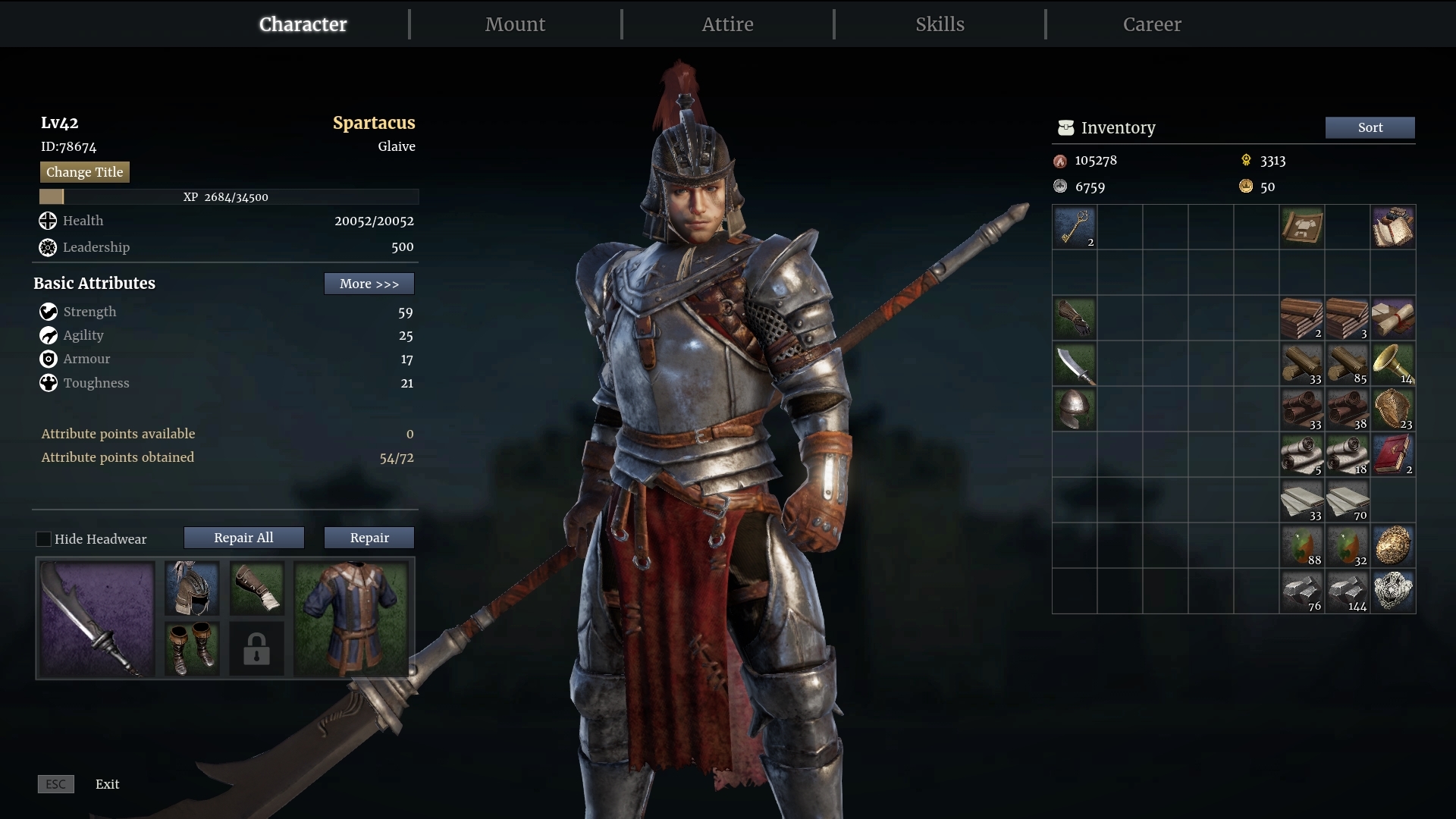 SOLD Conqueror's Blade Account lvl 41 Glaive Skins