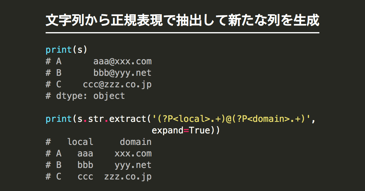 pandasの文字列から正規表現で抽出して新たな列を生成 note.nkmk.me