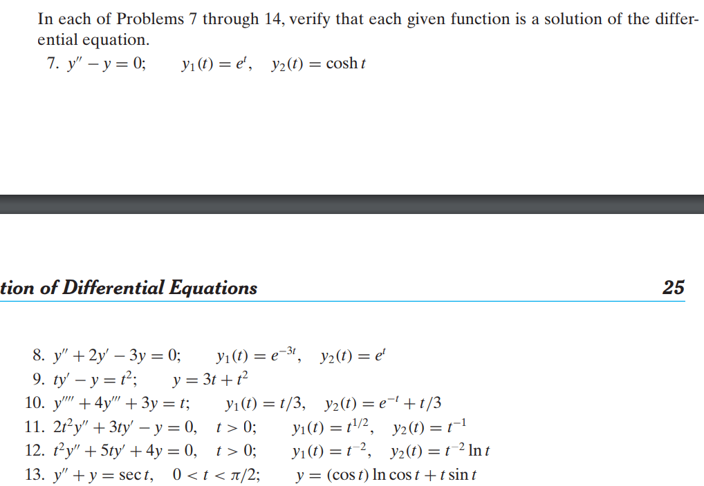Solved In each of Problems 7 through 14, verify that each