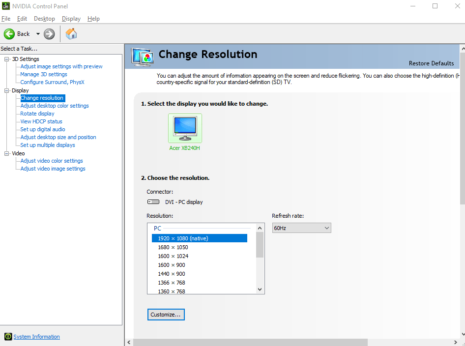 My monitor seems to only have a 60 Hz refresh even though it should be