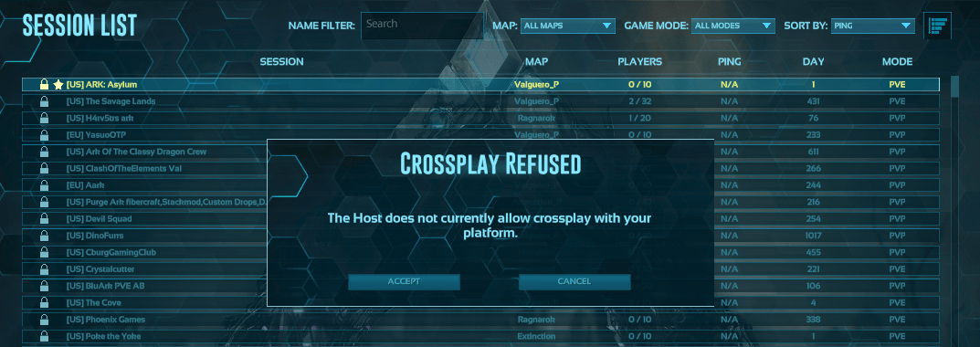 Crossplay Refused? ARK Survival Evolved Prepaid Gameserver CommunitySupport