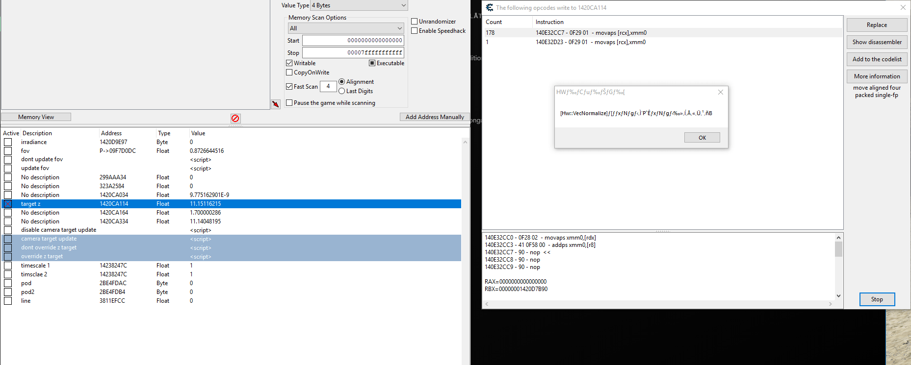 Game crashing when NOPing FearLess Cheat Engine