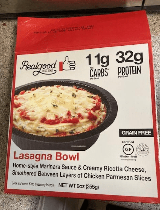 Gluten Free Frozen Lasagna Bowl (Realgood Foods) lasagna made with