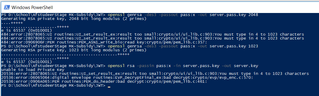 jwt OpenSSL not creating a key file from a RSA private key Stack