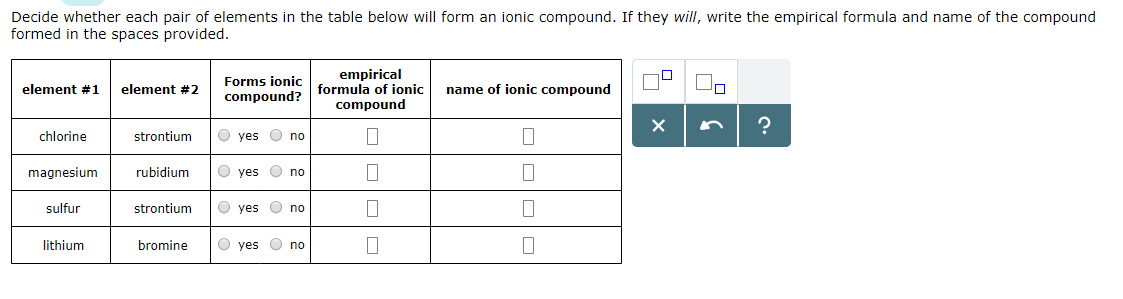 Solved Decide Whether Each Pair Of Elements In The Table