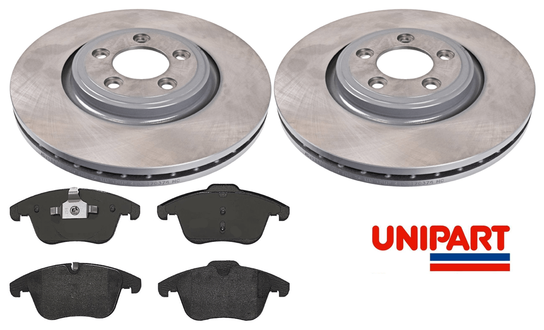 For Jaguar XF 2008On Front Axle 326mm Brake Discs & Pads Set Unipart