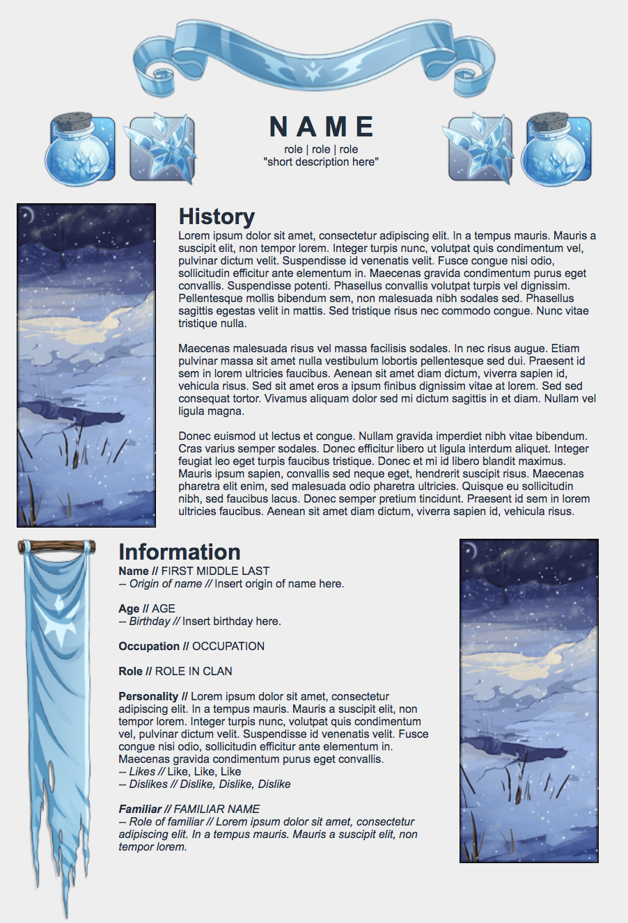 [Free] Jxckal's Bio Templates NEW 7/8 Creative Corner Flight Rising