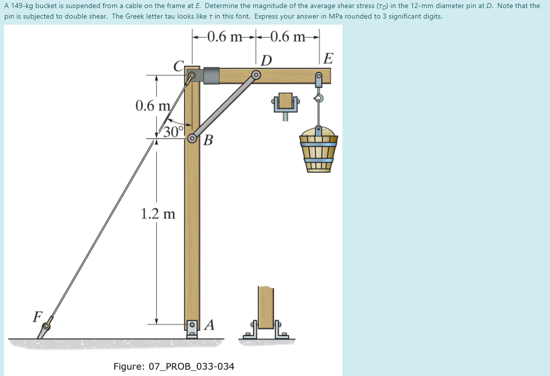 Solved A 149kg bucket is suspended from a cable on the