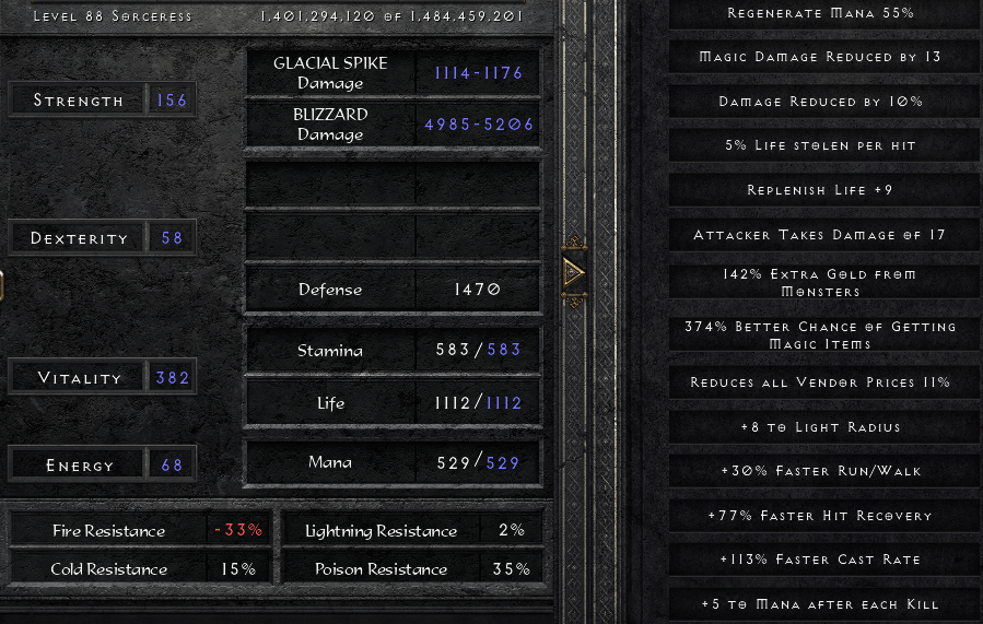Full Blizz Sorc Fs 374mf, 5k Blizz Dmg Whole Char Topic d2jsp