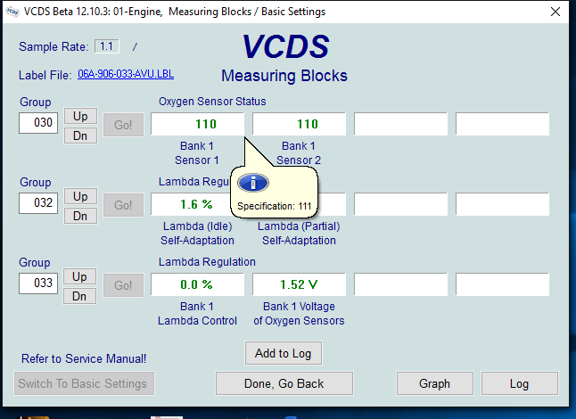 procedures for testing the MAF, O2