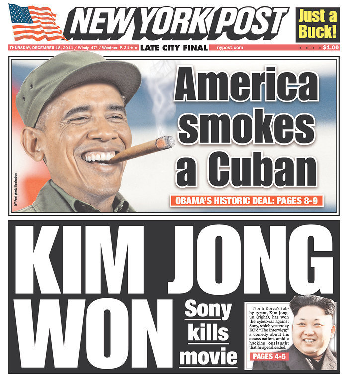 New York Tabloids React To U.S.Cuba Deal With CigarCentric Front