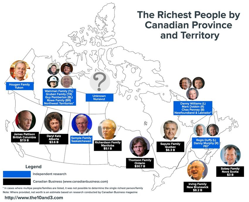 The Richest People In Each Province And Territory