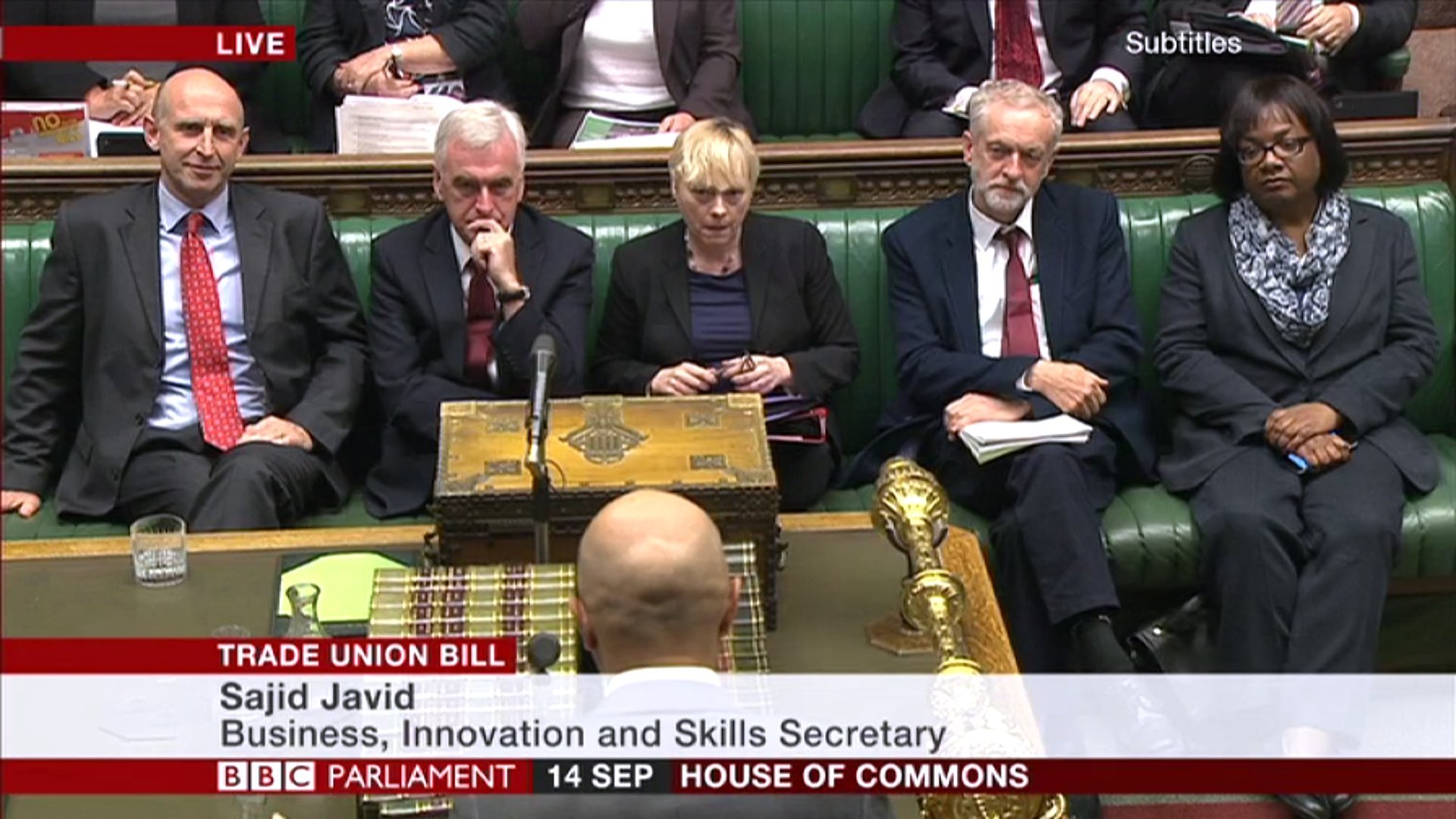Jeremy Corbyn Pictured On Labour's Front Bench For The