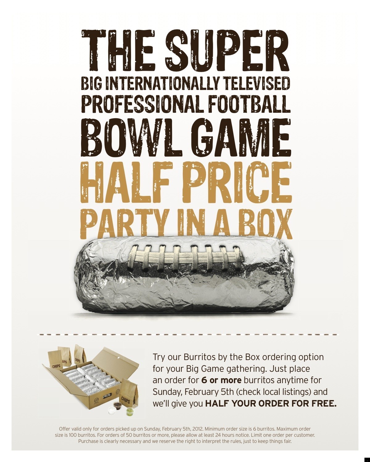 Chipotle Super Bowl Promotion Will Give Football Fans Half Off Burritos