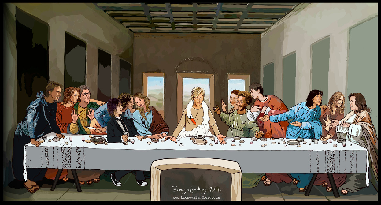 Bronwyn Lundberg's Lesbian 'The Last Supper' Painting Features Ellen DeGeneres And Other Gay