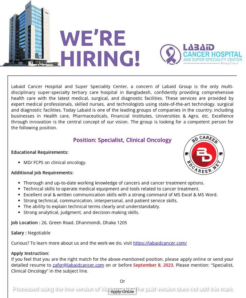 LabAid Hospital recruitment [2024]