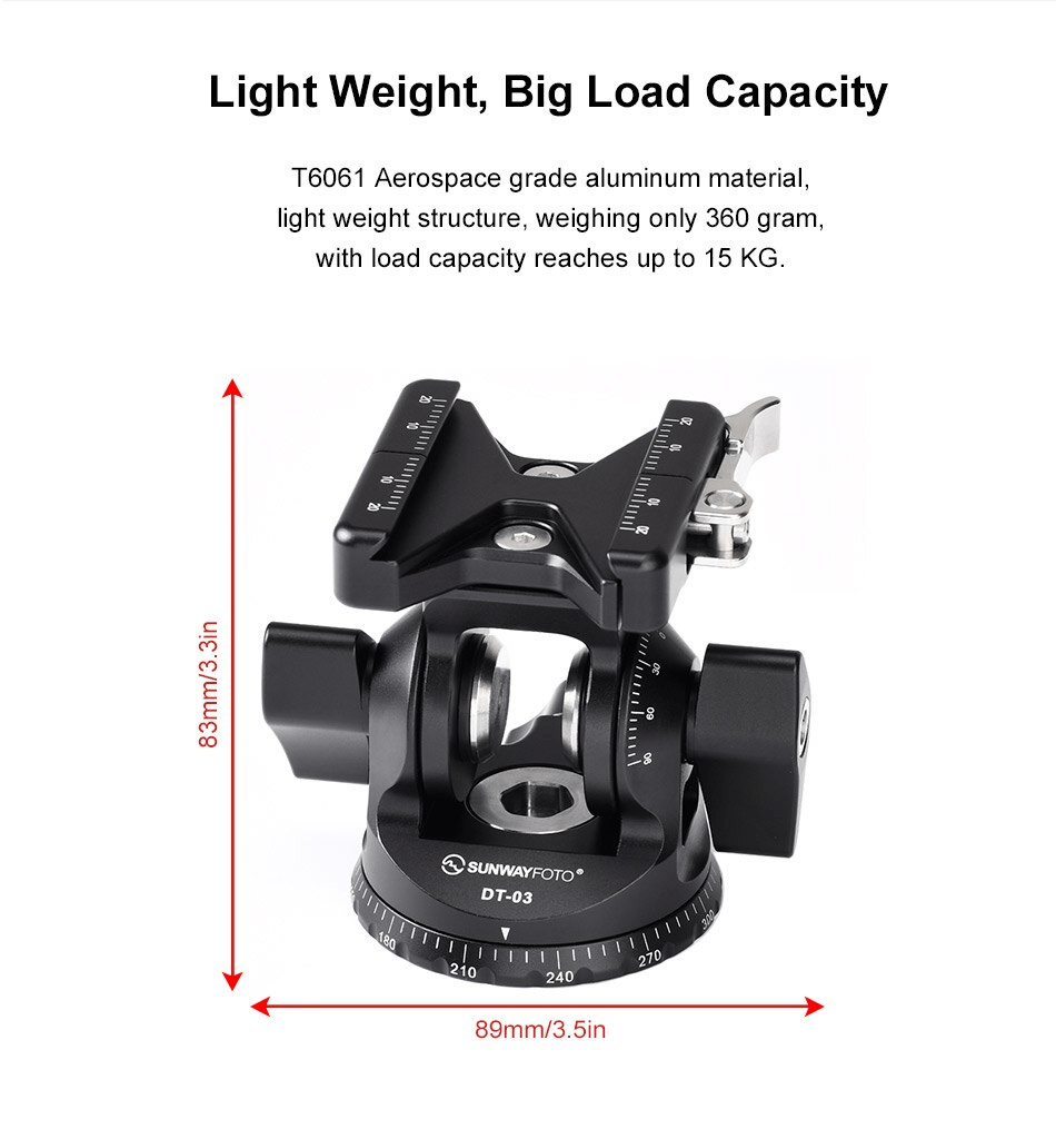 Sunwayfoto DT03 Tilt Head for Monopod and Tripod