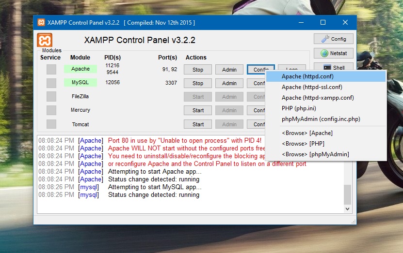 Change Xampp Apache port in Windows 10 DeveloperB