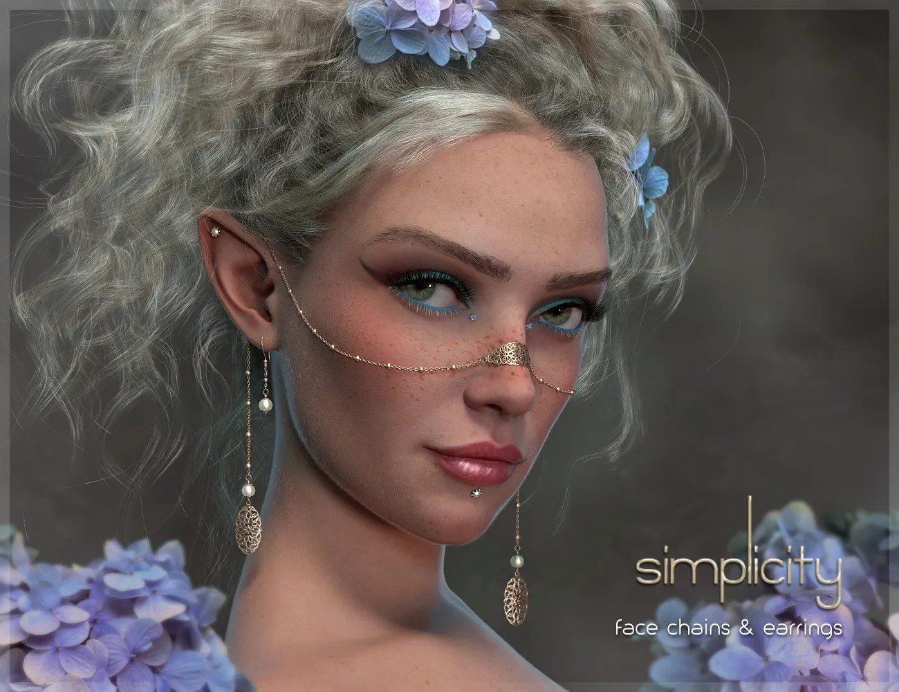 Simplicity Face Chains for Genesis 9, 8, and 8.1 Femalesnew 