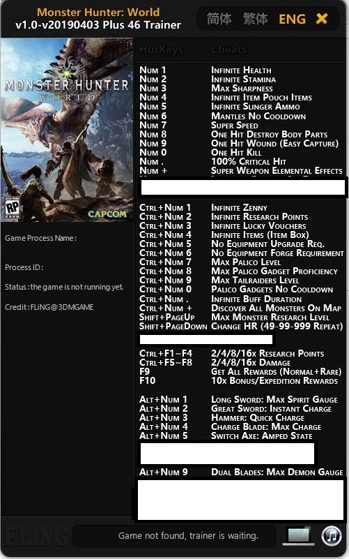 Monster Hunter World: ICEBORNE Trainer by fearlessrevolution 