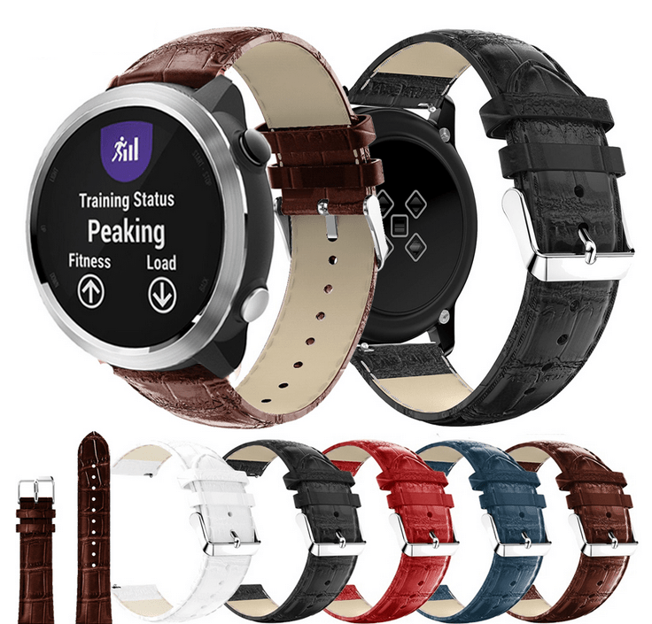 For Garmin Vivoactive 3 Strap Crocodile Leather Watch Band