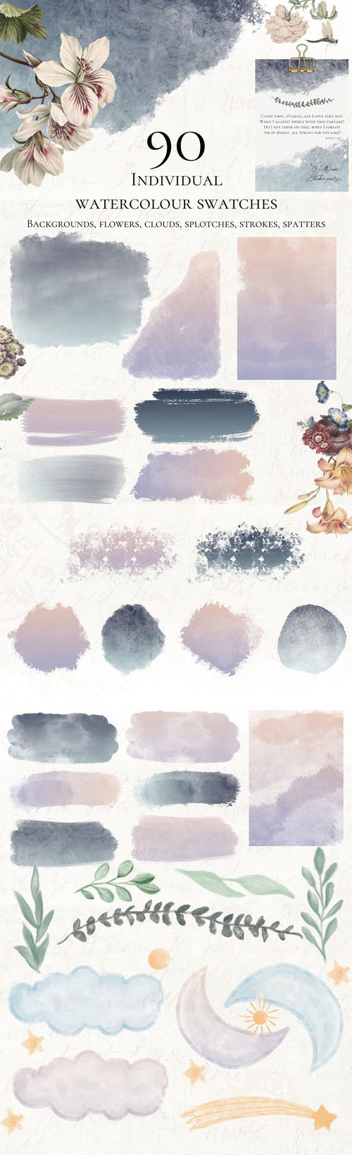 90 Watercolor Paint Swatches Pack » GFXBuild