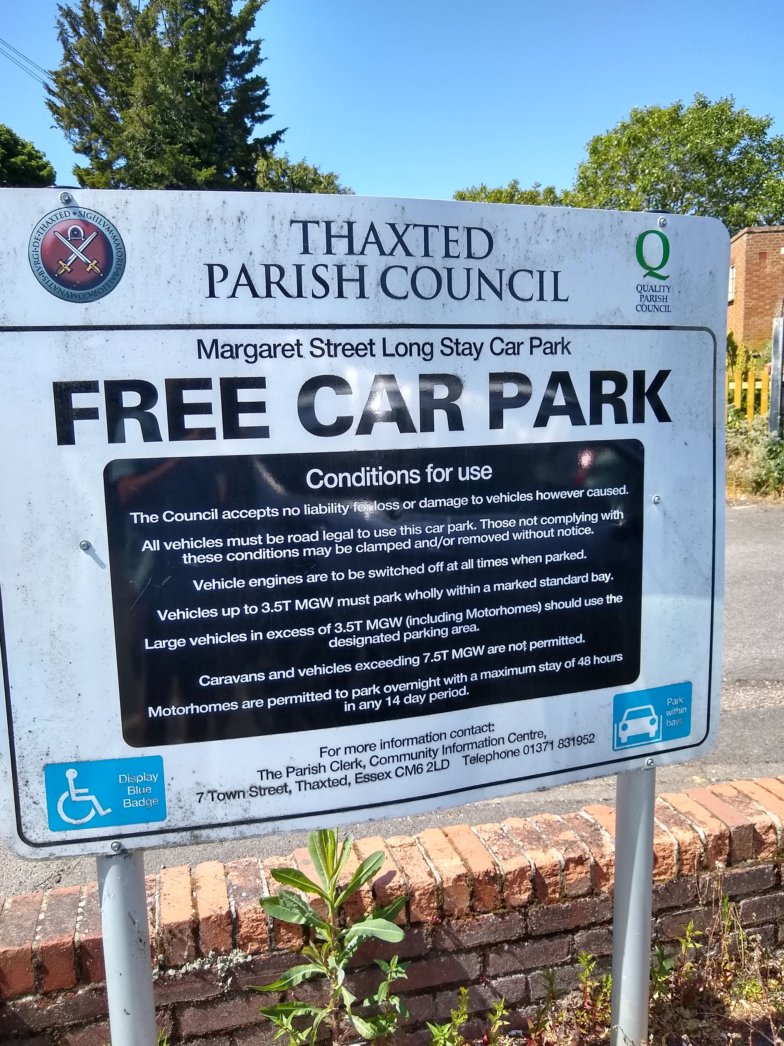 Thaxted car park and overnight spot Overnight parking