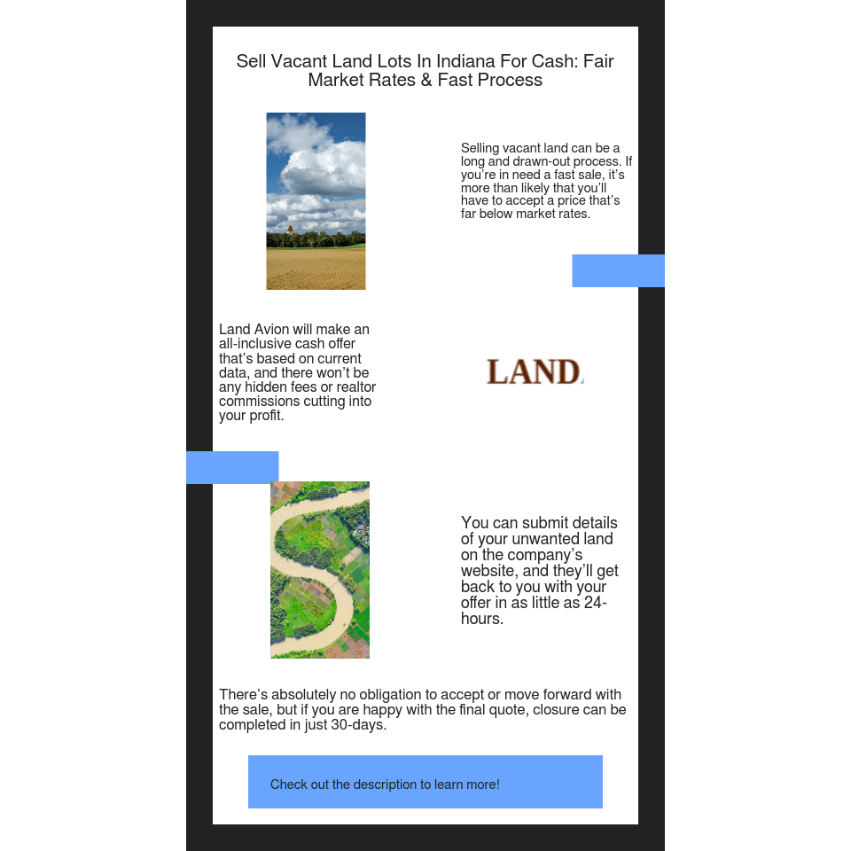 Sell Vacant Land Lots In Indiana For Cash Fair Market Rates & Fast