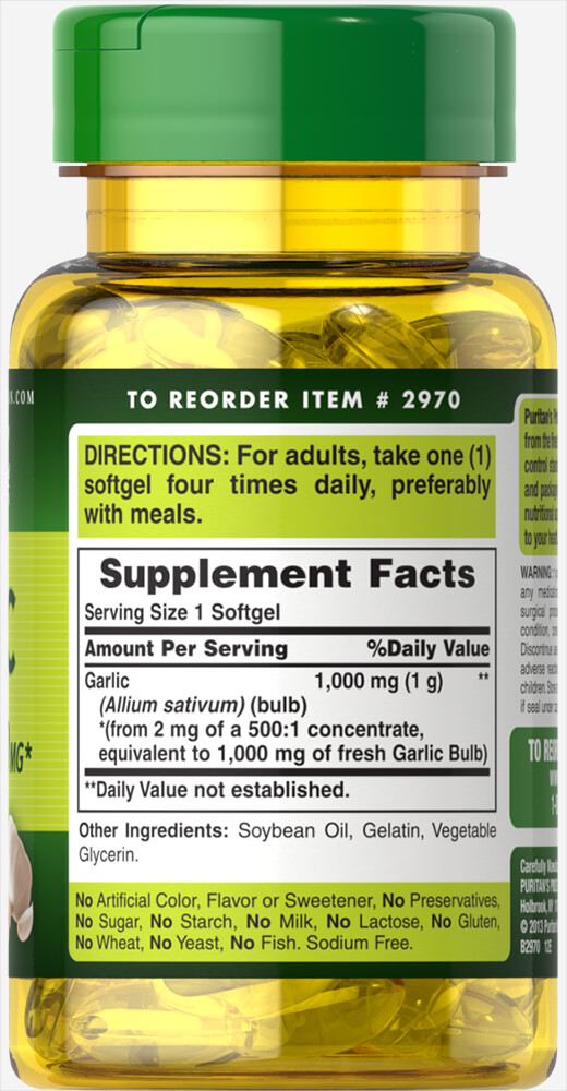 2x Garlic Oil Extract Capsule 1000mg 200 Softgels Total Immune Health