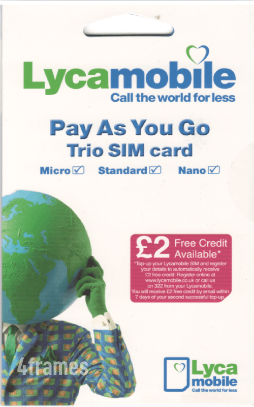 Lyca Sim Card Pay As You Go Triple Cut Standard Micro & Nano Sim