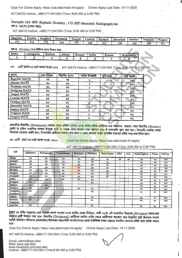 MATS IHT Admission Circular 202122 Apply Process BD Exam Results