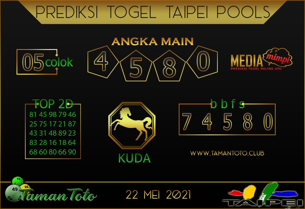 Prediksi Togel TAIPEI TAMAN TOTO 22 MEI 2021