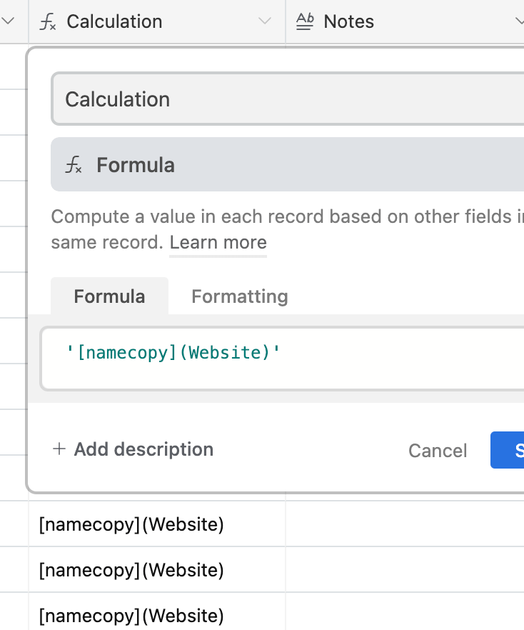 How to create name + hyperlink in a cell with bulk... Airtable Community
