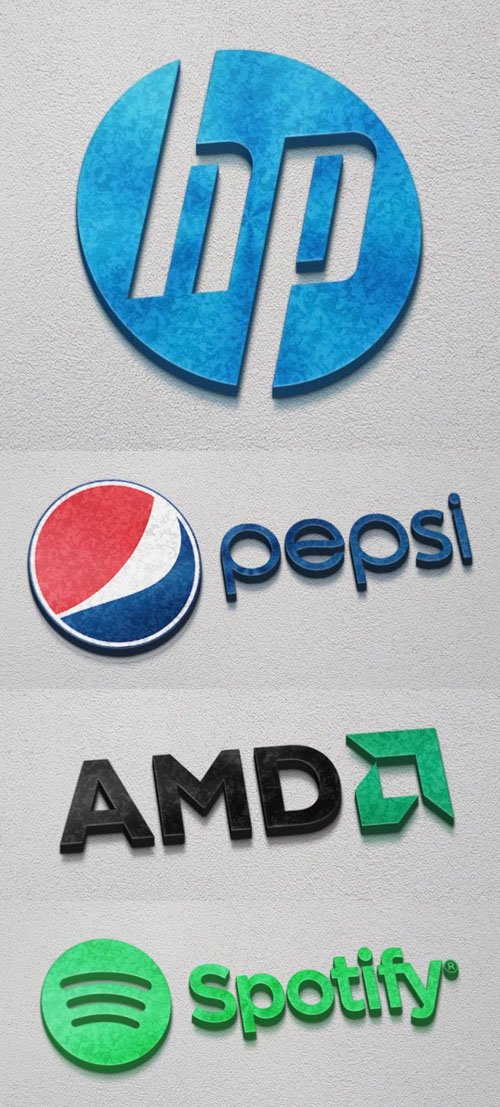 3D Wall Logo PSD Mockup GraphixTree