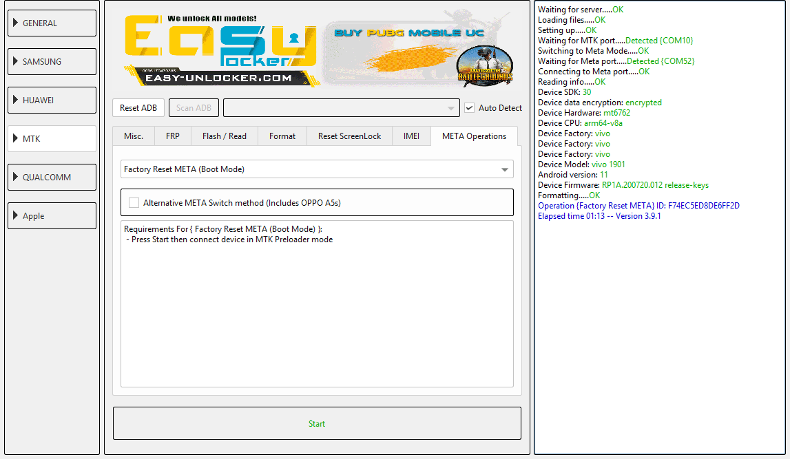 vivo Y15 ( 1901 ) Android 11 Pattern Unlock Done By EFT Pro GSMForum
