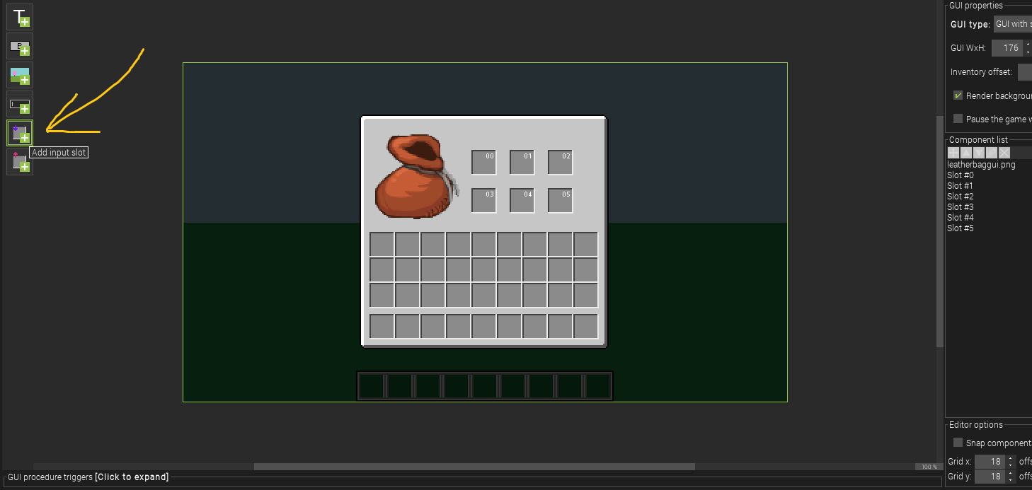 How to make GUI slots can store items in it MCreator