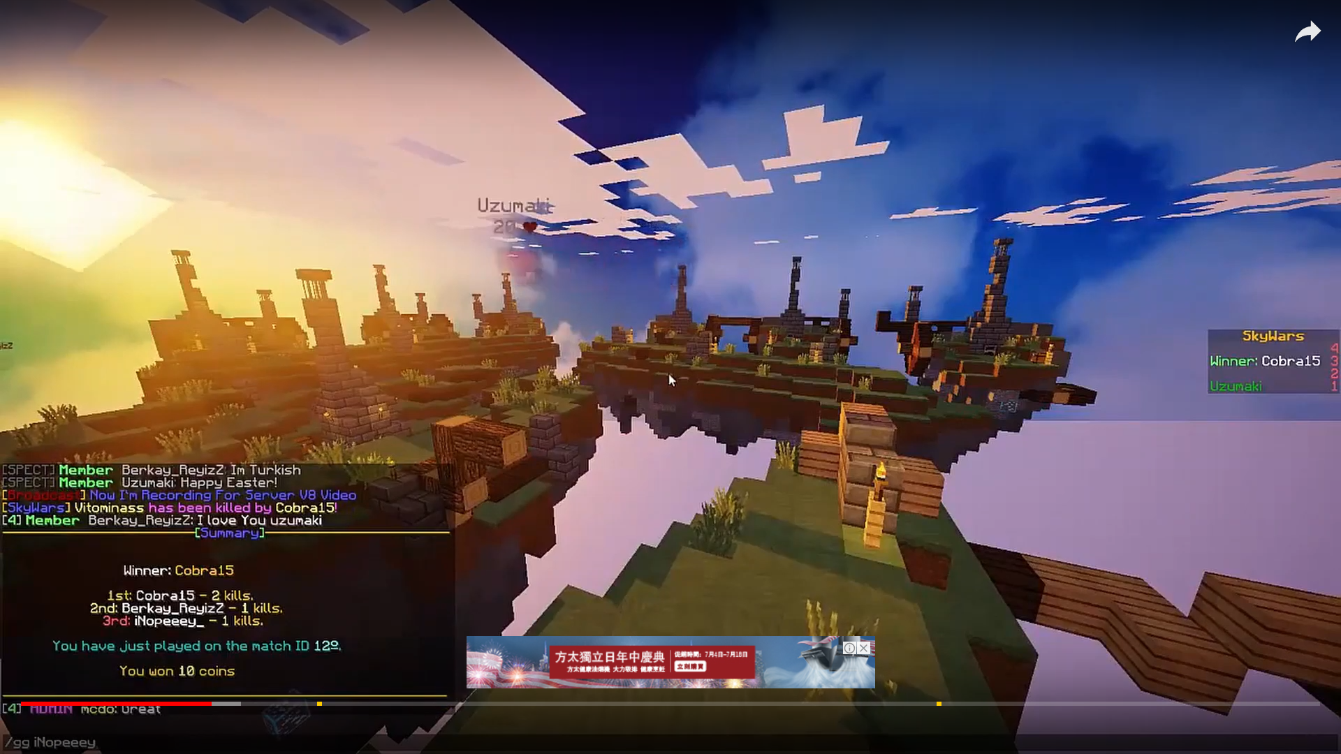 SERVER Minecraft Server v8 Minigames Survival SkyWars 「PREMADE