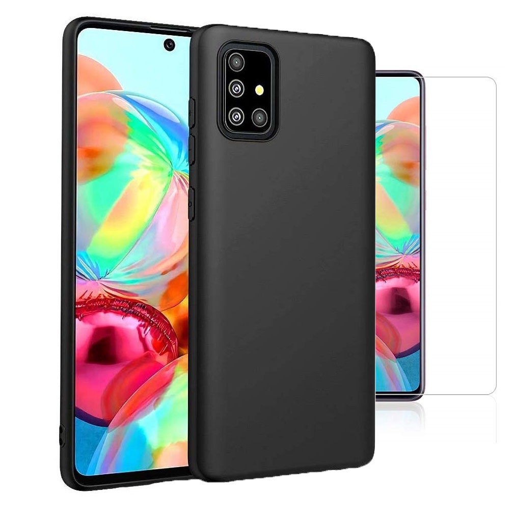 For Samsung Galaxy A71 Case Slim Silicone Cover & Glass Screen